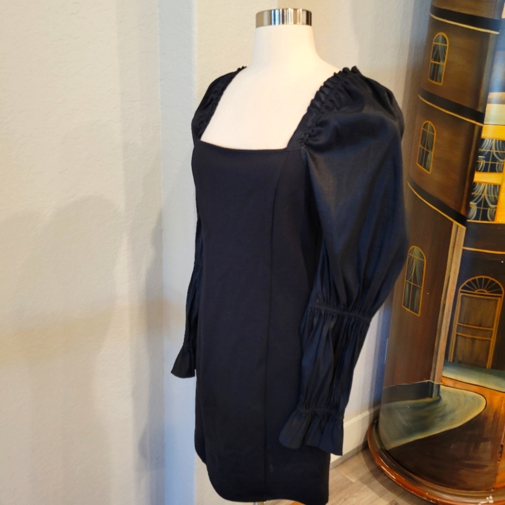 A.N.A BLACK BODYCON MINI DRESS WITH BUBBLE SLEEVES NWT SIZE MEDIUM - Picture 6 of 15